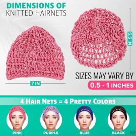 KETAR 4 Pcs Hair Nets for Sleeping - 5.5 x 7 Lightweight, Breathable Viscose Mesh Crochet Hair Net Cap - Smooth, Soft, Comfortable for Long-Term Wear, Handcrafted, Sizes May Vary by 0.5-1, 4 Colors KETAR 4 Pcs Hair Nets for Sleeping - 5.5 x 7 Lightweight, Breathable Viscose Mesh Crochet Hair Net Cap - Smooth, Soft, Comfortable for Long-Term Wear, Handcrafted, Sizes May Vary by 0.5-1, 4 Colors