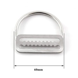heyous 2pcs Stainless Steel 5cm/2\'\' Weight Belt Keeper Stopper & Bent D Ring Webbing Harness Belt Retainer Stopper Freediving BCD Accessories, Silver