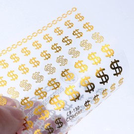 8 Sheets Money Dollar Nail Art Stickers Nail Adhesive Sticker Interesting Nail Decals Holographic 3D Gold Nail Art Design Acrylic Nails Supplies Decoration for Women Girls Manicure Tips Nails Art