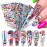 Nail Art Stickers Nail Foils Starry Sky Foil Transfer Nail Art Decals Snake Skin Flowers, Lips, Heart, Letters Nail Art Design for Women Girls Manicure Decor Acrylic Nails Supplies (10 Sheets)