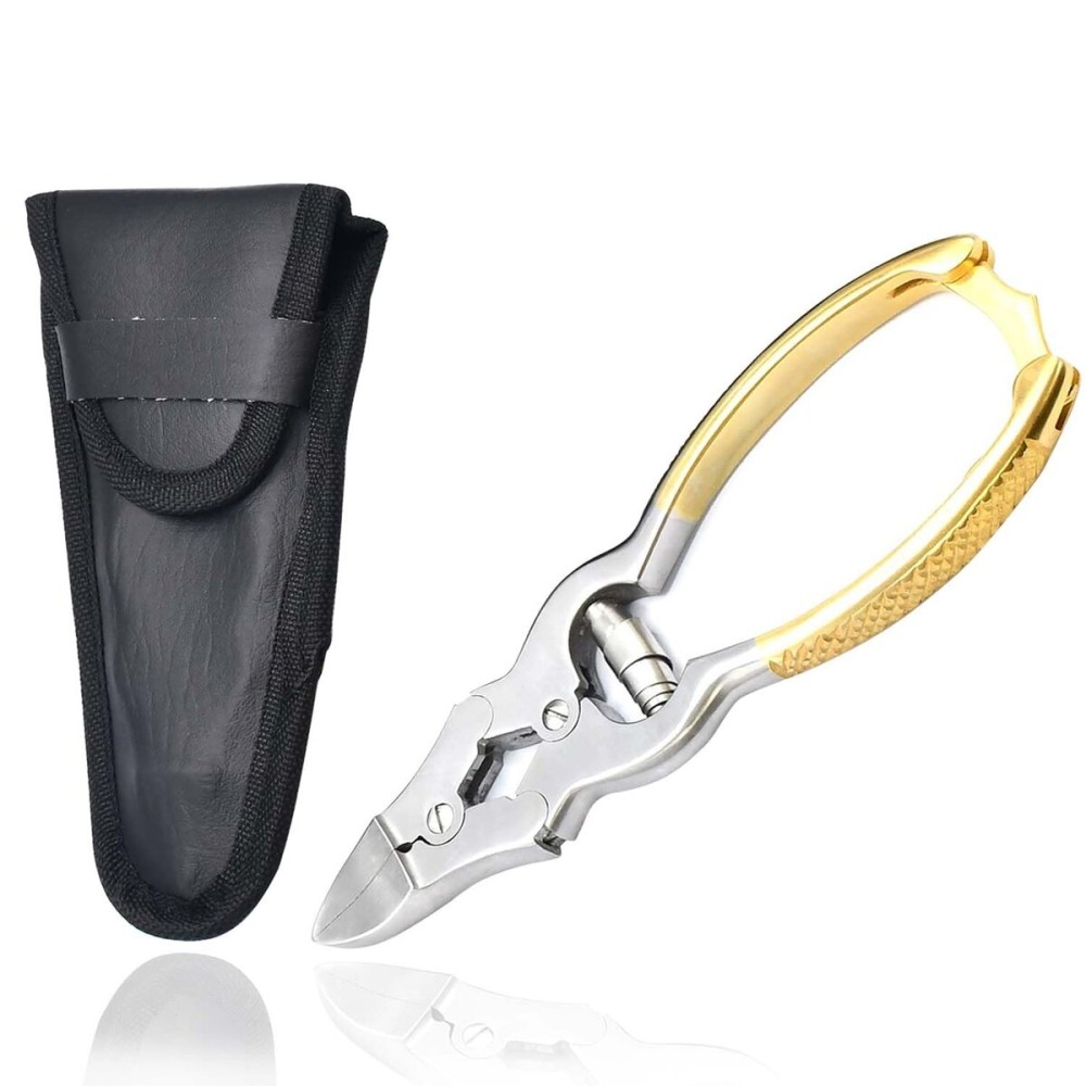 AAProTools Professional Cantilever Nail Clipper 6\'\' Double Spring Action Heavy Duty Toenail Cutter for Thick Nails Finger Foot Podiatry Curved Blades Nipper with Pouch