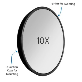 Zadro 3 Dia. Round 10-time Magnification Travel Mirror Compact Mirror Hand Mirror for Women Suction-Cup Shaving Mirror