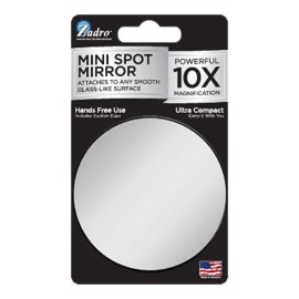 Zadro 3 Dia. Round 10-time Magnification Travel Mirror Compact Mirror Hand Mirror for Women Suction-Cup Shaving Mirror