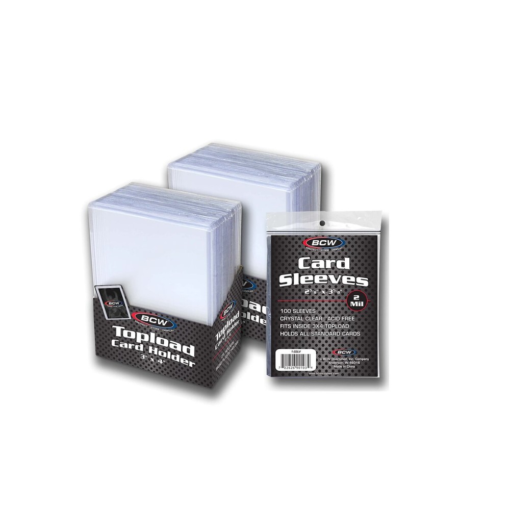 BCW 50-Count Topload Card Holders & 100-Count Trading Card Sleeves | Protects Baseball, Football, Pokmon, Magic The Gathering, and More | Archival Quality, Acid-Free PVC & Polypropylene