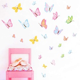 Colorful Butterfly Wall Decals Vibrant Butterflies Wall Stickers Kids Butterfly Wall Stickers for Girls Room Bedroom Nursery Decor