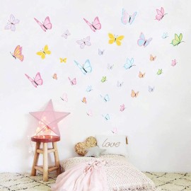 Colorful Butterfly Wall Decals Vibrant Butterflies Wall Stickers Kids Butterfly Wall Stickers for Girls Room Bedroom Nursery Decor