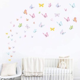 Colorful Butterfly Wall Decals Vibrant Butterflies Wall Stickers Kids Butterfly Wall Stickers for Girls Room Bedroom Nursery Decor