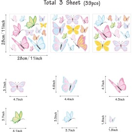 Colorful Butterfly Wall Decals Vibrant Butterflies Wall Stickers Kids Butterfly Wall Stickers for Girls Room Bedroom Nursery Decor