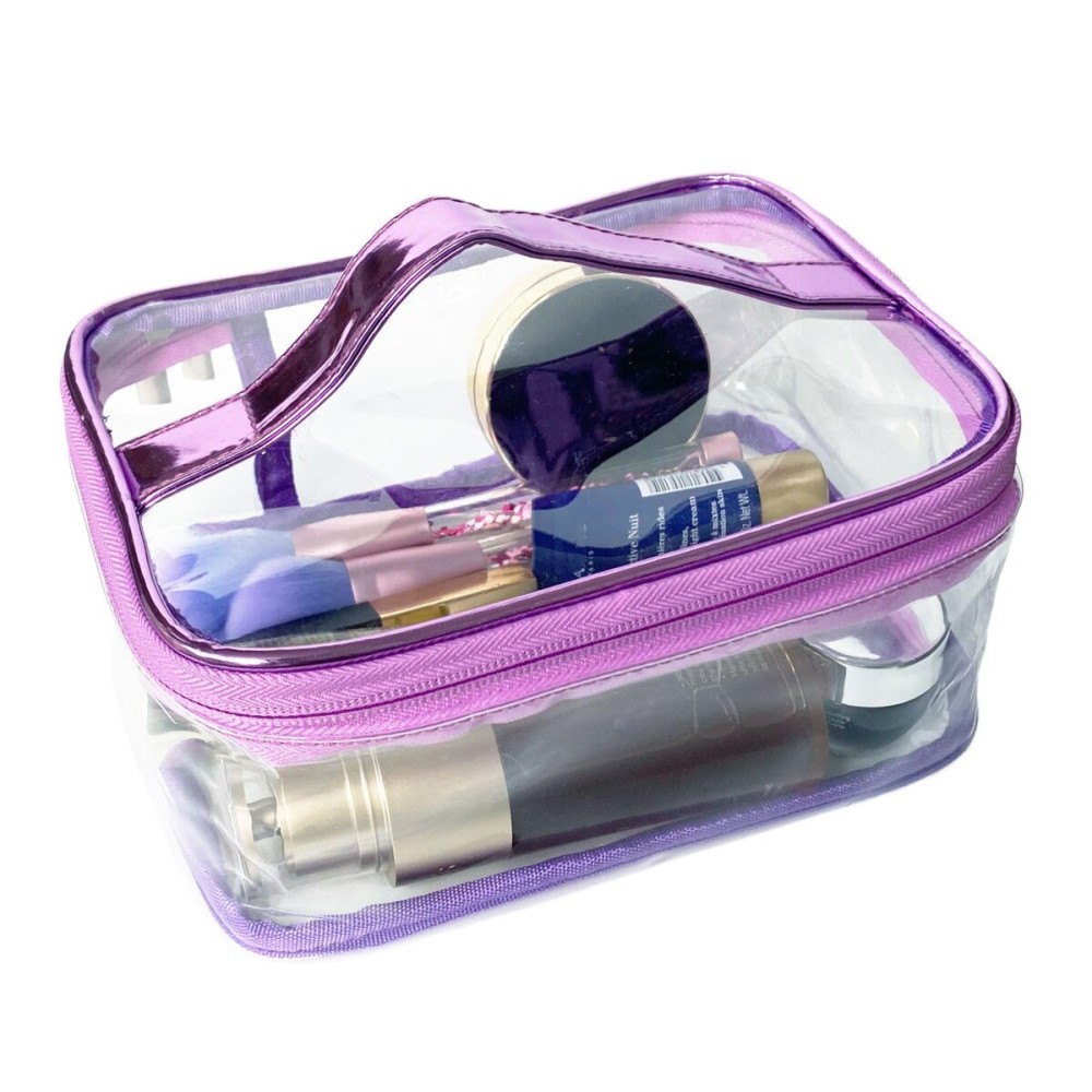ANEMEL Toiletry Bag Makeup Cosmetic Clear Bag Portable Waterproof Transparent Travel Storage Purple