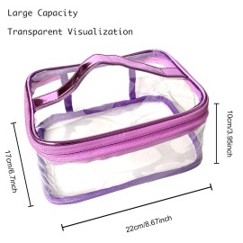 ANEMEL Toiletry Bag Makeup Cosmetic Clear Bag Portable Waterproof Transparent Travel Storage Purple