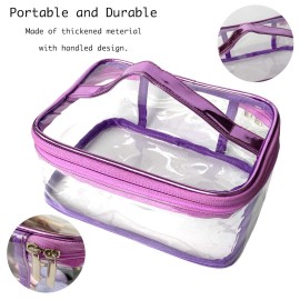 ANEMEL Toiletry Bag Makeup Cosmetic Clear Bag Portable Waterproof Transparent Travel Storage Purple