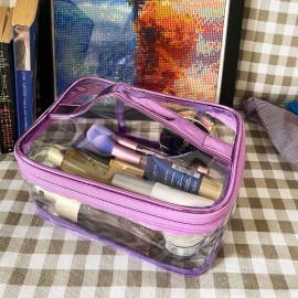 ANEMEL Toiletry Bag Makeup Cosmetic Clear Bag Portable Waterproof Transparent Travel Storage Purple