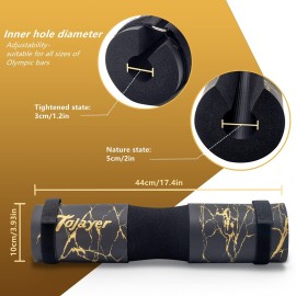 Tojayer Squat Pad Barbell Pad - Neck & Shoulder Protective Foam Workout Weight Lifting Bar Cushion for Lunges & Hip Thrusts, Fit Standard and Olympic Bars Perfectly, Gold Marble