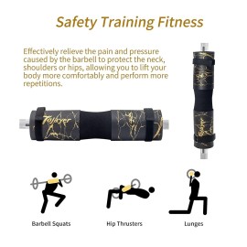 Tojayer Squat Pad Barbell Pad - Neck & Shoulder Protective Foam Workout Weight Lifting Bar Cushion for Lunges & Hip Thrusts, Fit Standard and Olympic Bars Perfectly, Gold Marble