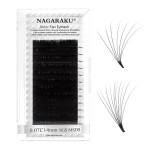 NAGARAKU Easy Fan Eyelash Extensions Volume Lash 0.07 C curl 14mm Rapid Blooming Faux Mink Cluster For Beginners Soft Professional Lash Supplies