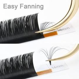 NAGARAKU Easy Fan Eyelash Extensions Volume Lash 0.07 C curl 14mm Rapid Blooming Faux Mink Cluster For Beginners Soft Professional Lash Supplies
