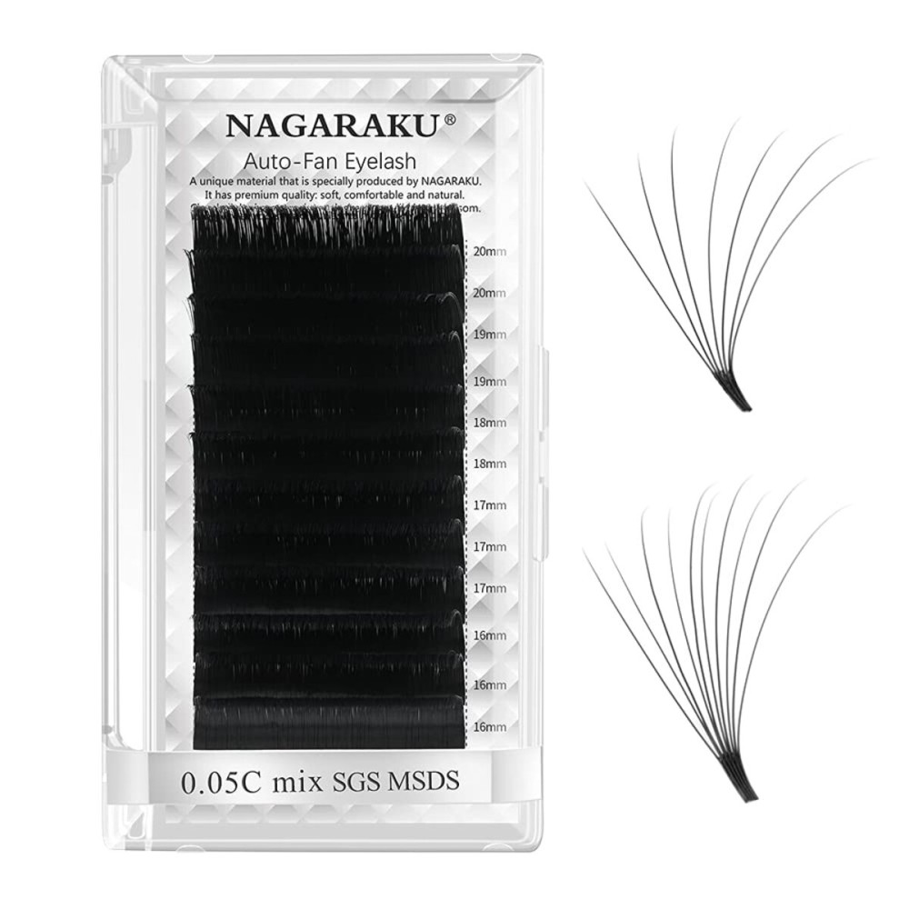 NAGARAKU Easy Fan Eyelash Extensions Volume Lash 0.05 C curl 14mm Rapid Blooming Faux Mink Cluster For Beginners Soft Professional Lash Supplies NAGARAKU Easy Fan Eyelash Extensions Volume Lash 0.05 C curl 14mm Rapid Blooming Faux Mink Cluster For Beginners Soft Professional Lash Supplies