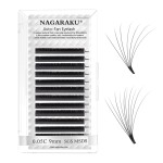 NAGARAKU Easy Fan Eyelash Extensions Volume Lash 0.05 C curl 9mm Rapid Blooming Faux Mink Cluster For Beginners Soft Professional Lash Supplies