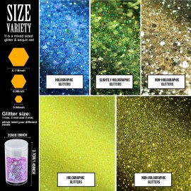 Teenitor Fine Glitters and Holographic Chunky Glitters for Nails, Assorted Glitter Slime, Festival Glitter for Nail Face Hair Body , Glitter for Resin Tumblers, 16+16pcs Teenitor Fine Glitters and Holographic Chunky Glitters for Nails, Assorted Glitter Slime, Festival Glitter for Nail Face Hair Body , Glitter for Resin Tumblers, 16+16pcs