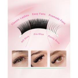 NAGARAKU Easy Fan Eyelash Extensions Volume Lash 0.07 D curl 9mm Rapid Blooming Faux Mink Cluster For Beginners Soft Professional Lash Supplies