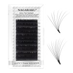 NAGARAKU Easy Fan Eyelash Extensions Volume Lash 0.07 C curl 12mm Rapid Blooming Faux Mink Cluster For Beginners Soft Professional Lash Supplies