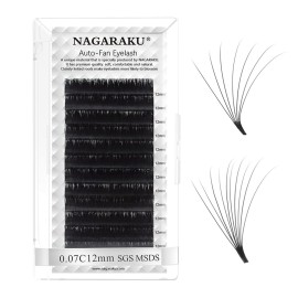 NAGARAKU Easy Fan Eyelash Extensions Volume Lash 0.07 C curl 12mm Rapid Blooming Faux Mink Cluster For Beginners Soft Professional Lash Supplies NAGARAKU Easy Fan Eyelash Extensions Volume Lash 0.07 C curl 12mm Rapid Blooming Faux Mink Cluster For Beginners Soft Professional Lash Supplies