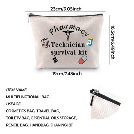 WCGXKO Pharmacy Technician Survival Kit Funny Zipper Pouch Makeup Bag Gift for Pharmacy Tech Pharmacist RX Gift (Pharmacy Technician Survival)