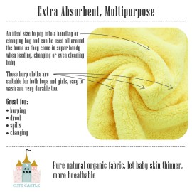 Cute Castle Ultra-Soft Baby Washcloths, 16 Pack - 9 by 9, Gentle on Sensitive Skin for Face and Body, Plush, Super Absorbent Wash Clothes for Girls and Boys