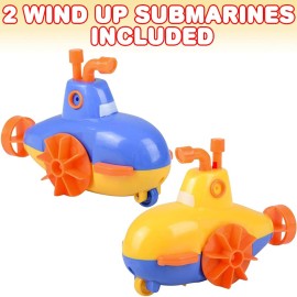 ArtCreativity Wind Up Submarine Toys for Kids, Set of 2, Water Swimming Toy Submarines, Fun Bathtub Toys for Kids, Underwater Party Favors for Boys and Girls, Unique Goodie Bag Fillers