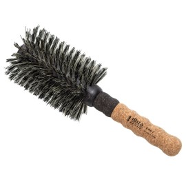 Ibiza Hair Round Boar Bristle Brush (MB5-80mm) | Reinforced Boar & Nylon Bristles with Cork Handle | For Loose Curls, Big Volume & Large Sections | Adds Texture & Shine for Medium to Long Styles