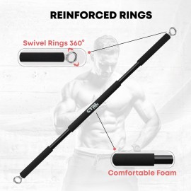 Resistance Band Bar for Fitness - Workout Bar for Exercise, Squat, Biceps, Triceps, Shoulders, Back - Adjustable 3 Parts Bar for Resistance Bands - Durable Portable Steel Pilates Resistance Bar