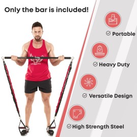 Resistance Band Bar for Fitness - Workout Bar for Exercise, Squat, Biceps, Triceps, Shoulders, Back - Adjustable 3 Parts Bar for Resistance Bands - Durable Portable Steel Pilates Resistance Bar
