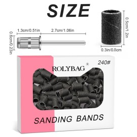 Rolybag Sanding Bands for Nail Drill,240 grit Nail Sanding Band with Storage Box,Include 100 Superfine grit Sand Bands and 2 pcs Mandrel bit for 3/32 Nail Drill Machine Rolybag Sanding Bands for Nail Drill,240 grit Nail Sanding Band with Storage Box,Include 100 Superfine grit Sand Bands and 2 pcs Mandrel bit for 3/32 Nail Drill Machine