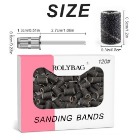 Rolybag Sanding Bands for Nail Drill, 100Pcs Professional Nail Sanding Bands 120 Grit Medium and 2Pcs 3/32 Nail Drill Mandrel Bits for Manicures and Pedicure, Black Rolybag Sanding Bands for Nail Drill, 100Pcs Professional Nail Sanding Bands 120 Grit Medium and 2Pcs 3/32 Nail Drill Mandrel Bits for Manicures and Pedicure, Black