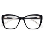 AMOMOMA Trendy TR90 Oversized Blue Light Reading Glasses Women,Stylish Square Cat Eye Glasses AM6031C1 with Black Frame 3.0 x