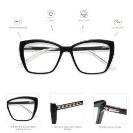 AMOMOMA Trendy TR90 Oversized Blue Light Reading Glasses Women,Stylish Square Cat Eye Glasses AM6031C1 with Black Frame 3.0 x AMOMOMA Trendy TR90 Oversized Blue Light Reading Glasses Women,Stylish Square Cat Eye Glasses AM6031C1 with Black Frame 3.0 x