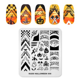 KADS Nail Template Halloween Horrifying Pattern Pumpkin Lantern Skull Ghost Blood Bat Spider (HA008) KADS Nail Template Halloween Horrifying Pattern Pumpkin Lantern Skull Ghost Blood Bat Spider (HA008)