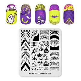 KADS Nail Template Halloween Horrifying Pattern Pumpkin Lantern Skull Ghost Blood Bat Spider (HA008) KADS Nail Template Halloween Horrifying Pattern Pumpkin Lantern Skull Ghost Blood Bat Spider (HA008)