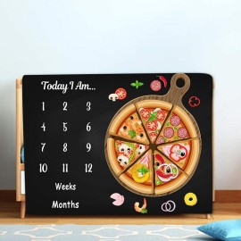LYLYCTY Baby Monthly Milestone Blanket - Pizza Black Background, Personalized, Includes Wreath and Frame, 60x40 BTLSLY128
