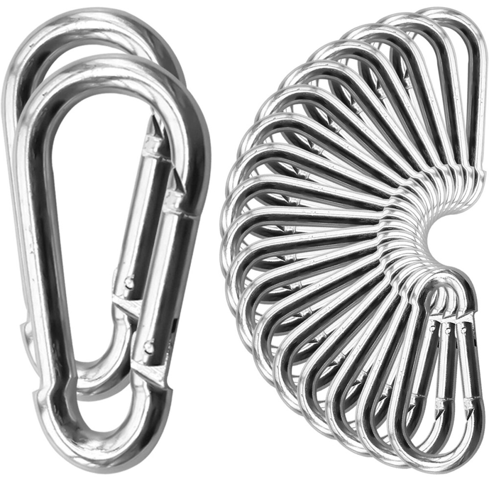 50Pack Heavy Duty Carabiners M8 5/16 Spring Snap 3Inch Zinc-Galvanized Steel Carabiner Clips Chain Quick Links Safety Connector for Hammock Swing Fitness Gym Outdoor Supplies Boating