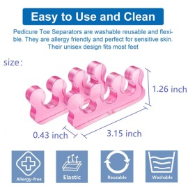 ZaxSota Pedicure Toe Separators for Bunion Relief & Nail Polish Application - Orthopedic Gel Toenail Dividers, Repeatable & Washable Toe Spacers for Toenail Separation