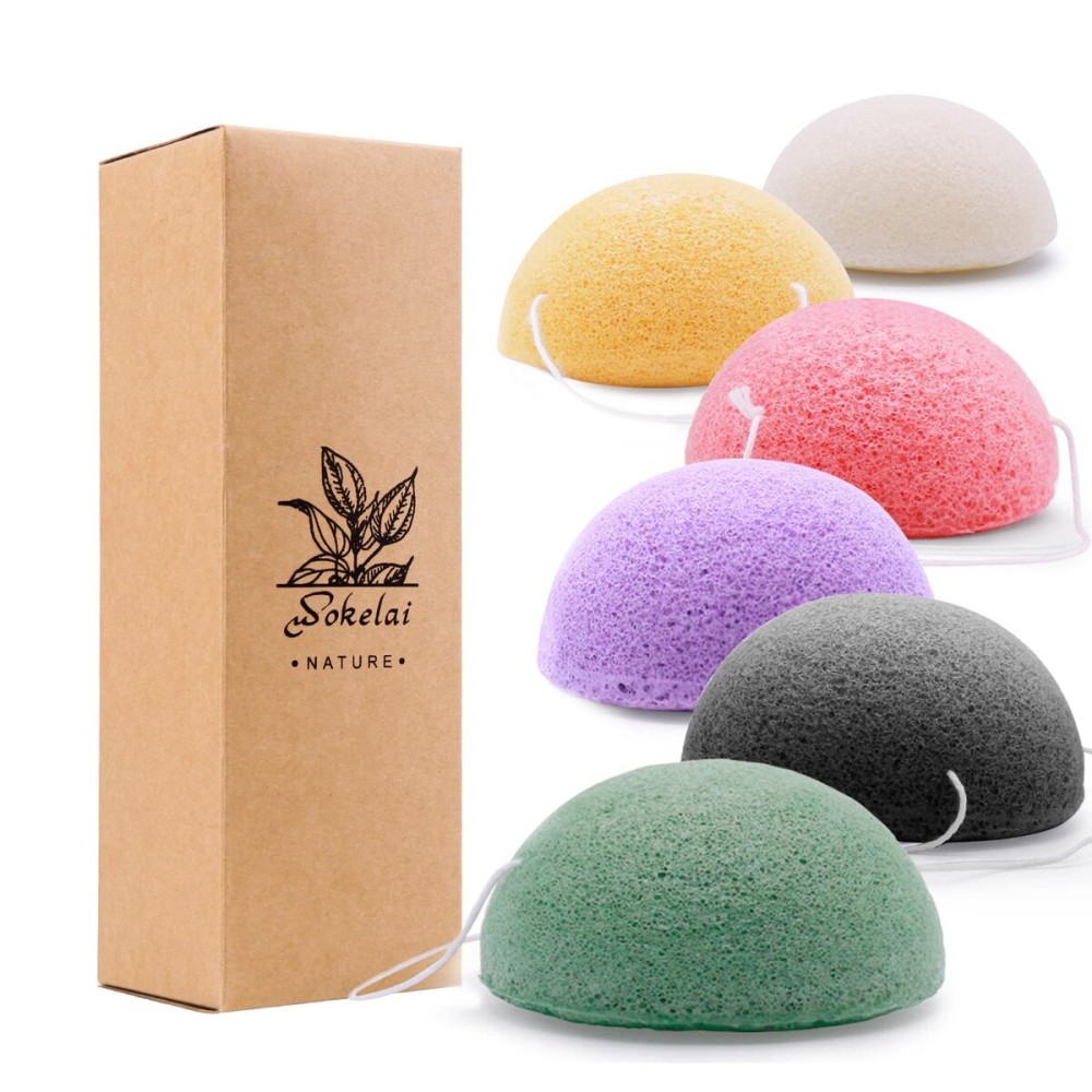 Konjac Facial Sponges for Cleansing Exfoliating - Konjac Face Sponge for Washing Face Body, Organic Natural Cleaning Puff Buff Scrubber for Shower Bath SPA for Babys Men Women