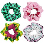 4 Pcs Anime Hair Scrunchies Hair Ties for Kids Adults, Elastic Ponytail Holder Bracelet Costumes, Cosplay Hair Accessories
