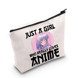LEVLO Anime Fans Make up Bag Anime Lover Gift Just A Girl Who Really Loves Anime Cosmetic Make up Bag(Loves Anime)
