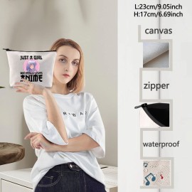 LEVLO Anime Fans Make up Bag Anime Lover Gift Just A Girl Who Really Loves Anime Cosmetic Make up Bag(Loves Anime)