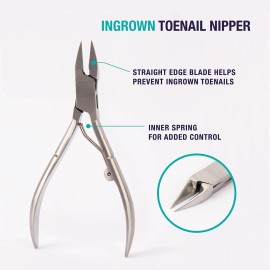 Trim Simply Foot Ingrown Toenail Kit - Includes Stainless Steel Toenail Nipper and Stainless Steel Dual-Ended File - Professional Foot Care Set for Salon Quality Grooming - Easy-to-Use - 2 Piece Set
