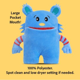 The Tooth Brigade Tooth Fairy Pillow | Stuffed Plush with Large Pocket Mouth for Lost Teeth, Treasures, Prizes - Fun and Interactive Plush, Perfect Kids, Boys, & Girls Gift (Blue Monster)
