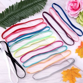 Duufin 28 Pieces Elastic Headbands Non Slip Colorful Sports Headband Thin Workout Grip Elastic Sport Headbands for Women, Men and Girls, 14 Colors