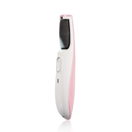 AM 8:00 Powerful Electric Foot Callus Remover, Rechargeable Pedicure Tool with Smart Light, Fine & Coarse Roller Heads, for Dead, Hard Cracked, Dry Skin (Pink)