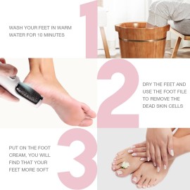 AM 8:00 Powerful Electric Foot Callus Remover, Rechargeable Pedicure Tool with Smart Light, Fine & Coarse Roller Heads, for Dead, Hard Cracked, Dry Skin (Pink)